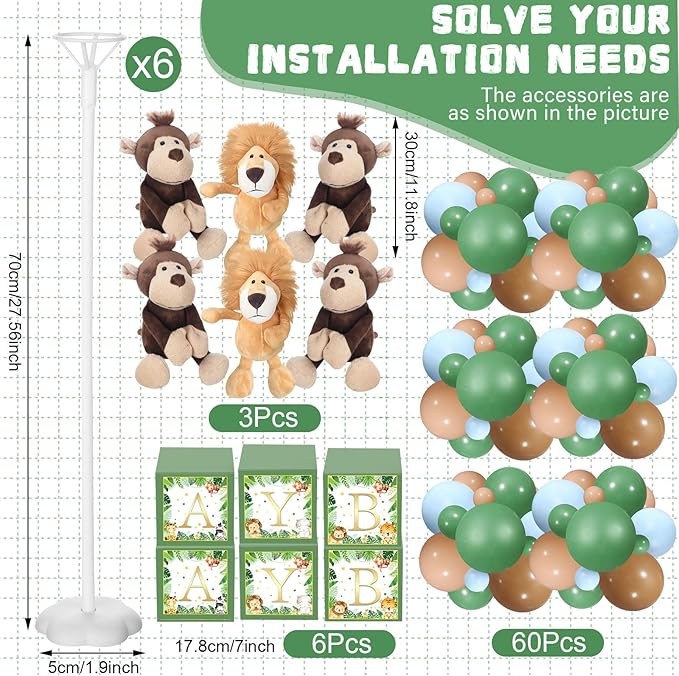Lenwen 6 Sets Baby Letter Boxes Decorations Table Centerpieces for Baby Shower Gender Reveal,Bear Stuffed Animals Balloon with Stand Plush Toy Boxes for Birthday Party Wedding (Bear,Brown)