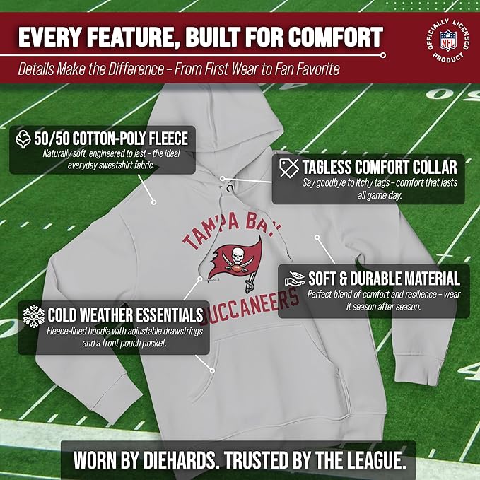 Team Fan Apparel NFL Adult Gameday Hooded Sweatshirt - Poly Fleece Cotton Blend - Stay Warm and Represent Your Team in Style
