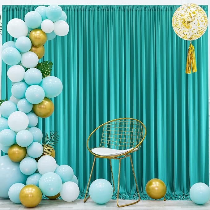 10 ft x 30 ft Wrinkle Free Turquoise Backdrop Curtain for Parties, Thick Polyester Teal Photo Backdrop Drapes,6 Panels 5ft x 10ft for Baby Shower Wedding Engagement Birthday Mermaid Party