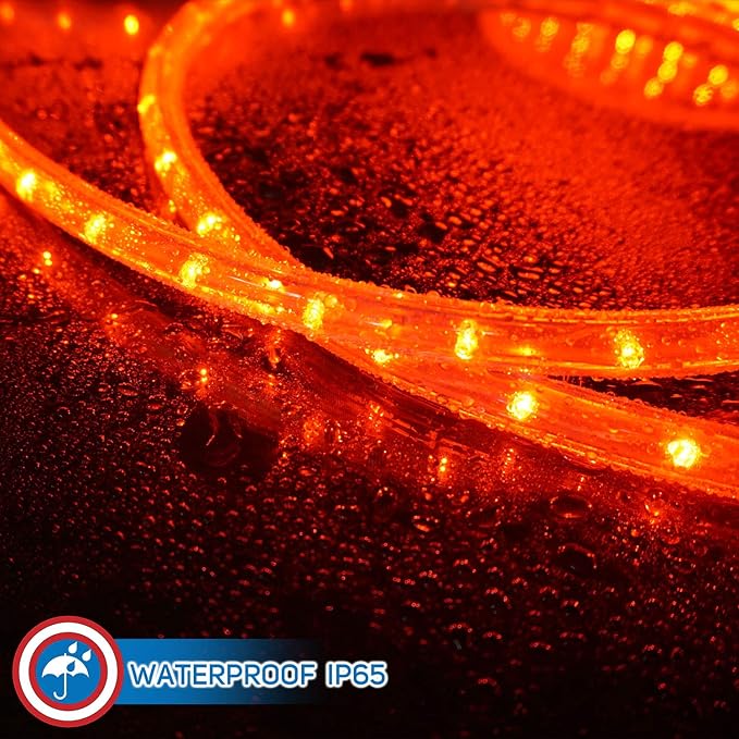Russell Decor LED Rope Lights for Valentine's Day Holiday Party Wedding Seasonal Christmas Decoration Super Bright and Flexible Lights (Red, 30ft)