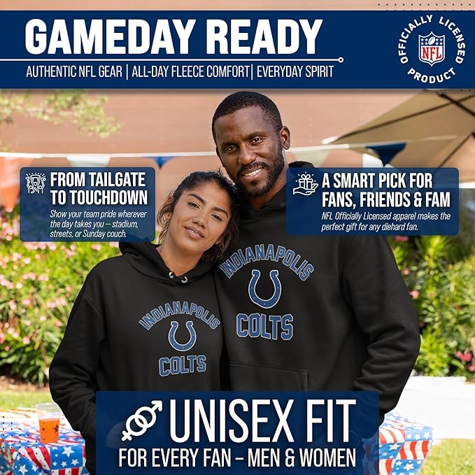 Team Fan Apparel NFL Adult Gameday Hooded Sweatshirt - Poly Fleece Cotton Blend - Stay Warm and Represent Your Team in Style