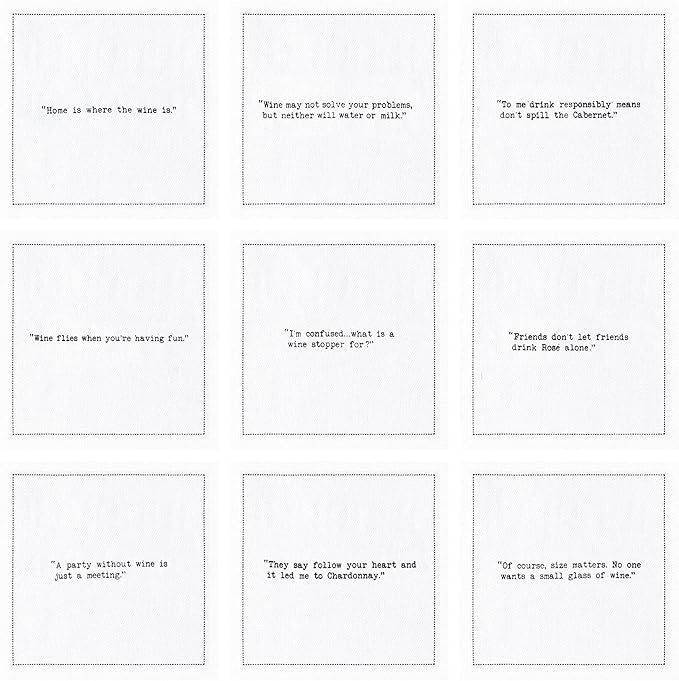 Five Star Funny Wine Quotes | White Cotton Cocktail Napkins | 50 Luxury Disposable Beverage Napkins with Witty Bar Quotes | Drink Napkins for Parties, Bars, Weddings & Game Nights