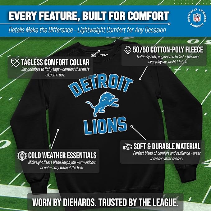 Team Fan Apparel NFL Adult Gameday Football Crewneck Sweatshirt - Cotton Blend - Stay warm, comfortable & stylish on game day