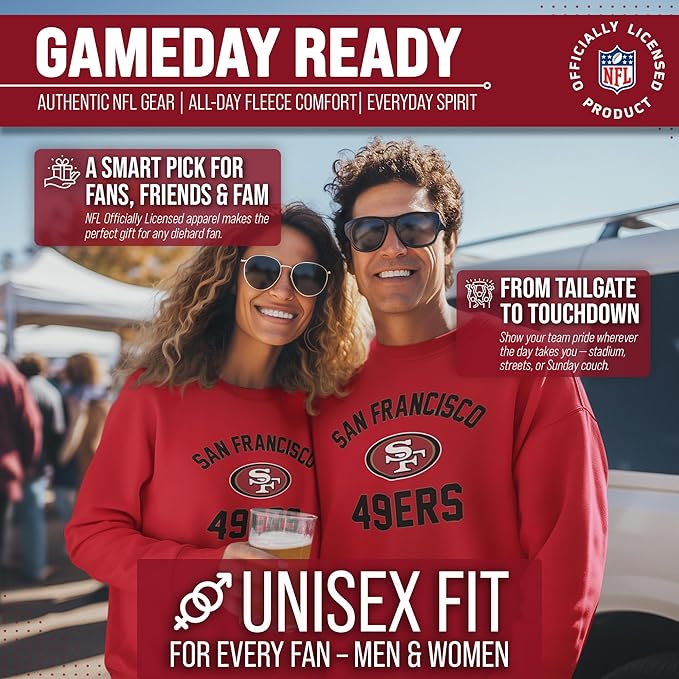 Team Fan Apparel NFL Adult Gameday Football Crewneck Sweatshirt - Cotton Blend - Stay warm, comfortable & stylish on game day