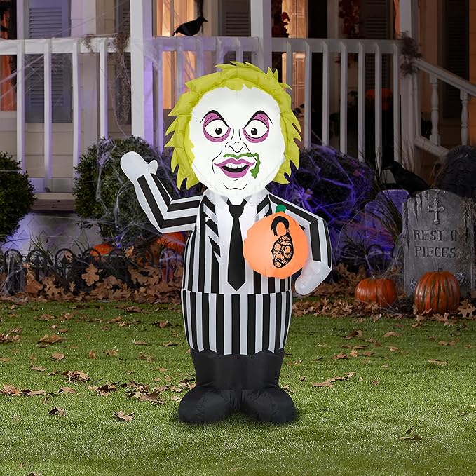 Gemmy Airblown Inflatable Beetlejuice, 3.5 ft Tall, Black