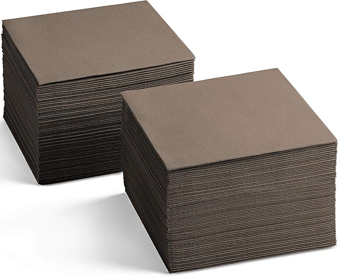 Linen-Feel Colored Cocktail Napkins - Decortive Cloth-Like BEIGE Dessert And Beverage Napkins - Soft And Absorbent. For Restaurant, Bar, Cafe, Or Event. (Pack of 200)
