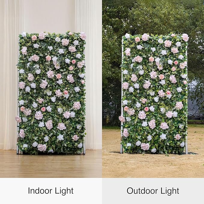 Artificial Luxury‌ Flower Wall Backdrop, Gorgeous 3D Silk Floral Backdrop for Wedding, Baby Shower, Party and Home Decor, Quick Assembly/Storage, Eco ＆ Pet Friendly, 2 pcs, Each Panel 2 * 8 ft.
