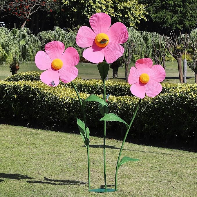 Giant Artificial Daisy Flowers Decoration Five Petal 5.8 Ft Tall Large Fake Daisies Spring Wild Flower for Party Garden Office Home Wedding Decor(Pink)