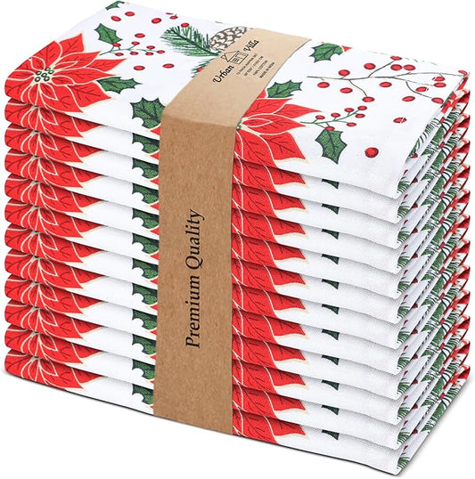 Urban Villa Cloth Napkins Set of 12(20x20)100% Cotton Dinner Napkins Cloth Washable Soft Durable Reusable Absorbent Napkins Ideal for Farmhouse Parties Hotel Lunch Restaurant Dinner Napkins-Pine Cone
