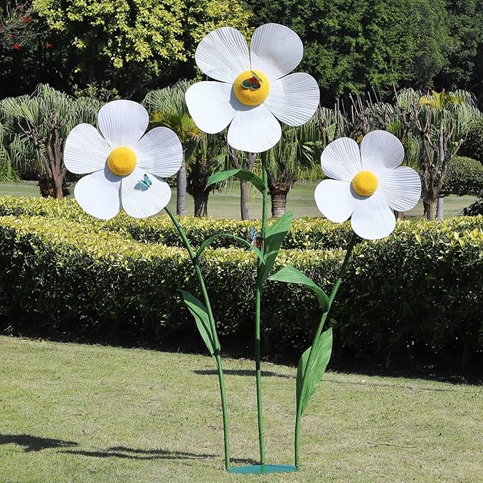 Giant Artificial Daisy Flowers Decoration Five Petal 5.8 Ft Tall Large Fake Daisies Spring Wild Flower for Party Garden Office Home Wedding Decor（White）