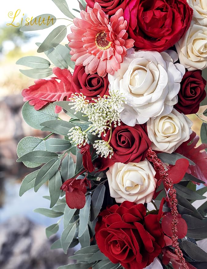 Wedding Arch Flowers, Artificial Flowers for Decoration, 2pcs Flower Swag and 1 pcs Semi-Sheer Chiffon Table Runner Swag for Beautiful Dream Wedding Ceremony Floral Decor - Pack of 3