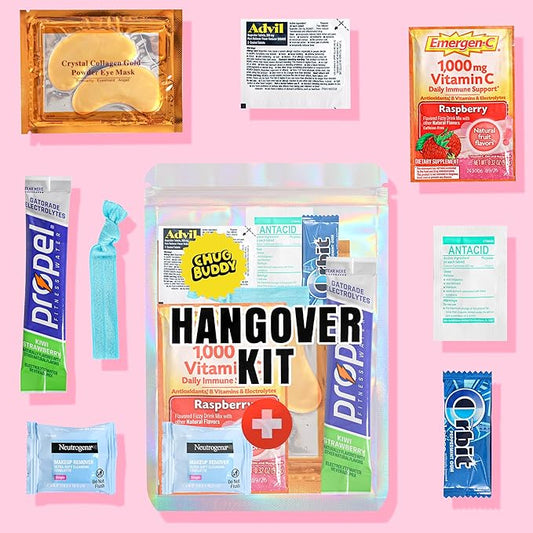 12 Pre-Filled Hangover Kits for Bachelorette Party Favors, 21st Birthday Gifts for her, Bridesmaid Gifts | Bulk Hangover Kit Bags & Supplies for Parties & Events (12 Premium Packs)