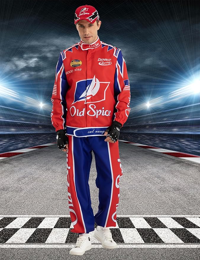 Race Car Driver Costume Jumpsuit Racing Suit Outfit Jacket Halloween Adult Men Women