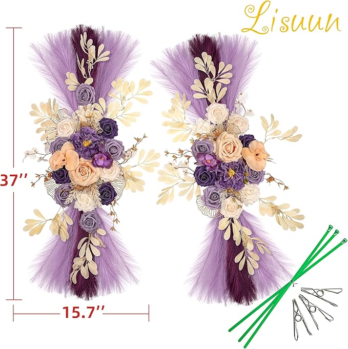 Wedding Arch Flowers, Artificial Flowers for Decoration, Large Flower Swag for Boho Styles Wedding Ceremony Floral Decor - Pack of 2