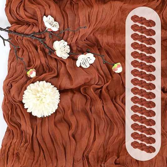 15 Pack Terracotta Cheesecloth Table Runner 17 x 108 Inch Fall Thanksgiving Boho Rustic Farmhouse Gauze Cheese Cloth Runner for Wedding Party Baby Shower Home Decor Holiday Decorations