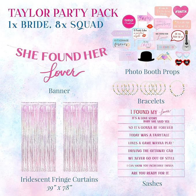 Taylor Party Decorations: Swiftee-Inspired Bachelorette Party Decor, Friendship Bracelets, Gifts and Stuff for Lover Bachelorette Party, Party Favors, Decorations, and Supplies (Lover)