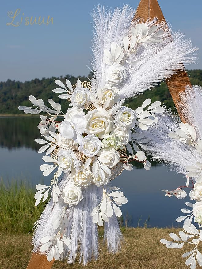 Wedding Arch Flowers, Artificial Flowers for Decoration, Large Flower Swag for Boho Styles Wedding Ceremony Floral Decor - Pack of 2