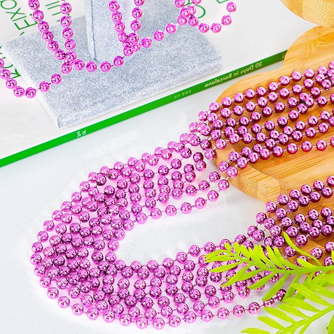200PCS Mardi Gras Accessories, 33" Bead Necklace, Mardi Gras Beads, Party Costume Beads Parade Throws Bulk Party Favors Supplies Decor for Pirate Gender Birthday Wedding