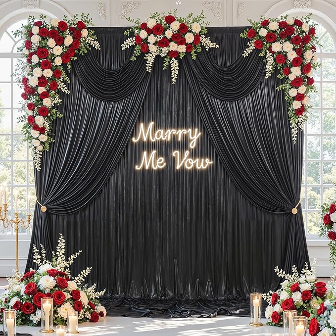 Besutolife 20×10 FT Black Sequin Backdrop Curtains, Wrinkle-Free Heavy Party Backdrop Drapes No-shed Glitter Background for Wedding Birthday Graduation Bridal Baby Shower Christmas Photography Stage