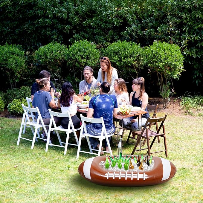 Bencailor 2 Pcs Inflatable Football Cooler for Parties Blow up Drink Rugby Cooler Party Decorations Football Party Supplies Inflatable Ice Bucket for Game Day Picnic Beer