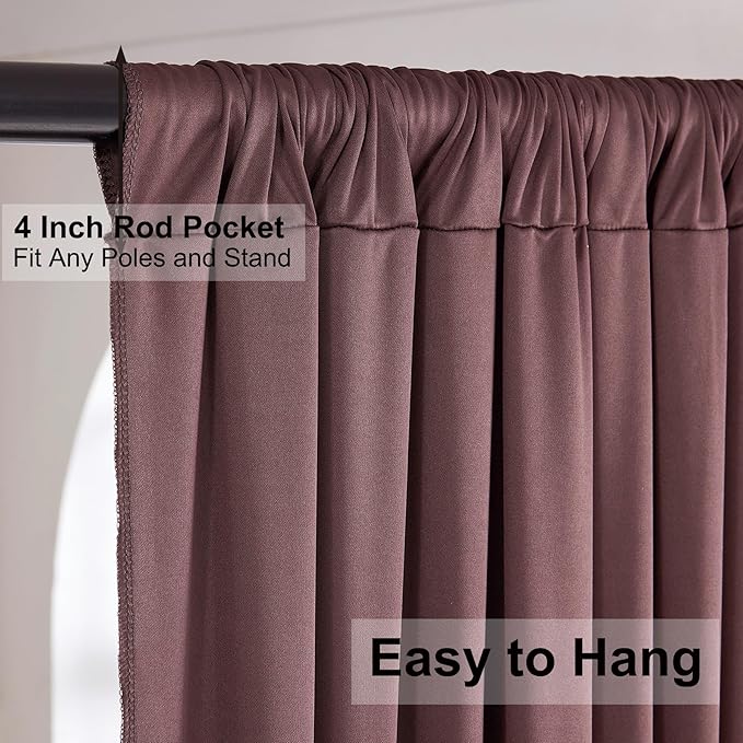 30ft×10ft Wrinkle Free Brown Backdrop Curtain for Parties, 6 Panels 5×10ft Soft Silky Polyester Umber Photo Backdrop Drapes for Teddy Bear Bee Birthday Party Baby Party Wedding Photography