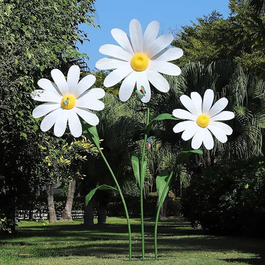 Giant Daisy Flowers Artificial 5.9 Ft Large Fake Daisies Spring Wild Flower for Birthday Party Garden Office Home Wedding Decor(White)