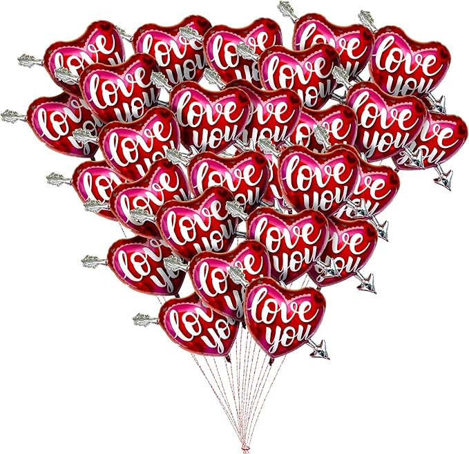 PMU Valentines Day 39 Inch Mylar Foil Balloon Love You Heart and Arrow (25/Pkg) Pkg/1