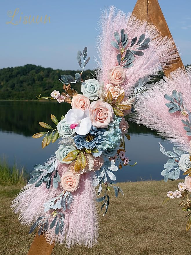 Wedding Arch Flowers, Artificial Flowers for Decoration, Large Flower Swag for Boho Styles Wedding Ceremony Floral Decor - Pack of 2