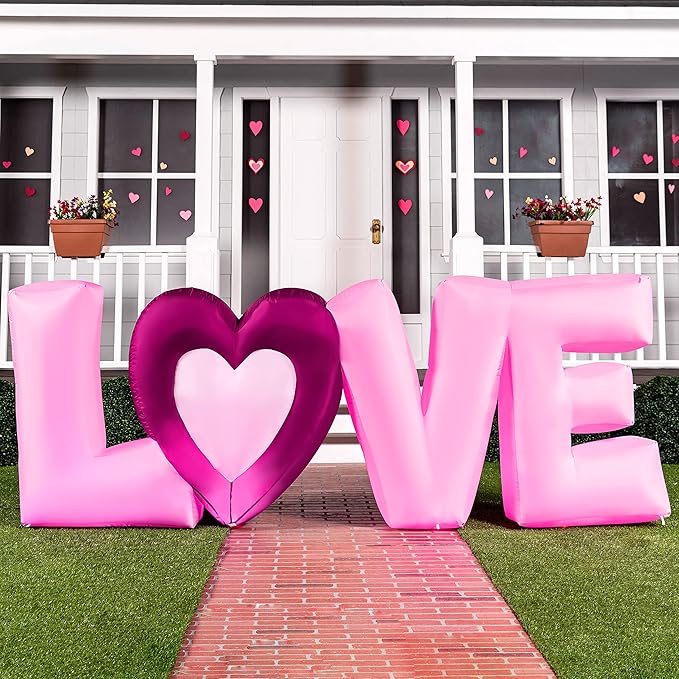 Joiedomi 9 FT Long Valentine Inflatable Love Letters with Built-in LED Lights, Blow up Valentine Romantic Holiday Decor for Wedding Proposal Outdoor Indoor Yard Party Supplies