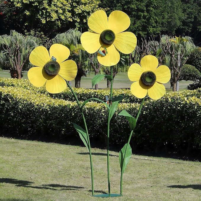 Giant Artificial Daisy Flowers Decoration Five Petal 5.8 Ft Tall Large Fake Daisies Spring Wild Flower for Party Garden Office Home Wedding Decor(Yellow)
