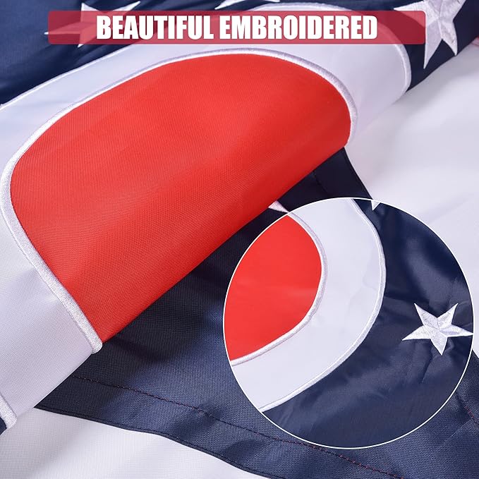 Ohio State Flag 3x5 Ft, Deluxe Embroidered Heavy Duty Polyester Durable OH Outside Flag, Indoor/Outdoor with Sewn Stripes and Brass Grommets
