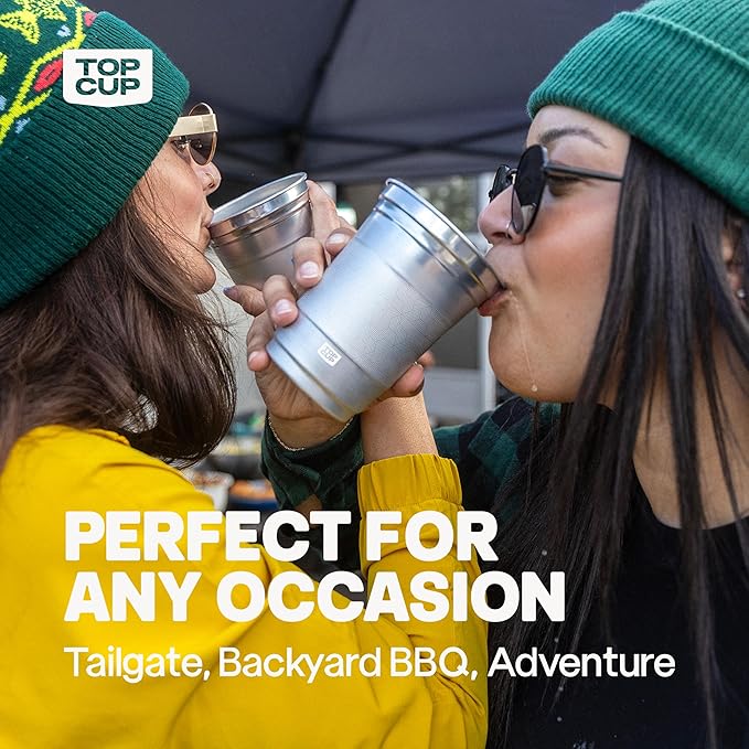 Top Cup by Ball – 16 Ounce, 600 Count, Reusable Aluminum Party Cups | Stealth Design | Cold-Holding, Recyclable, Made in USA