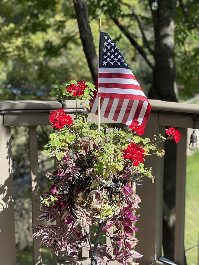 Handheld Spearhead American Flags - 12 x 18 inch. Handheld Stick Flags with SpearTop Great for Patriotic Decorations or Celebrations. Made in the USA (Qty-12)