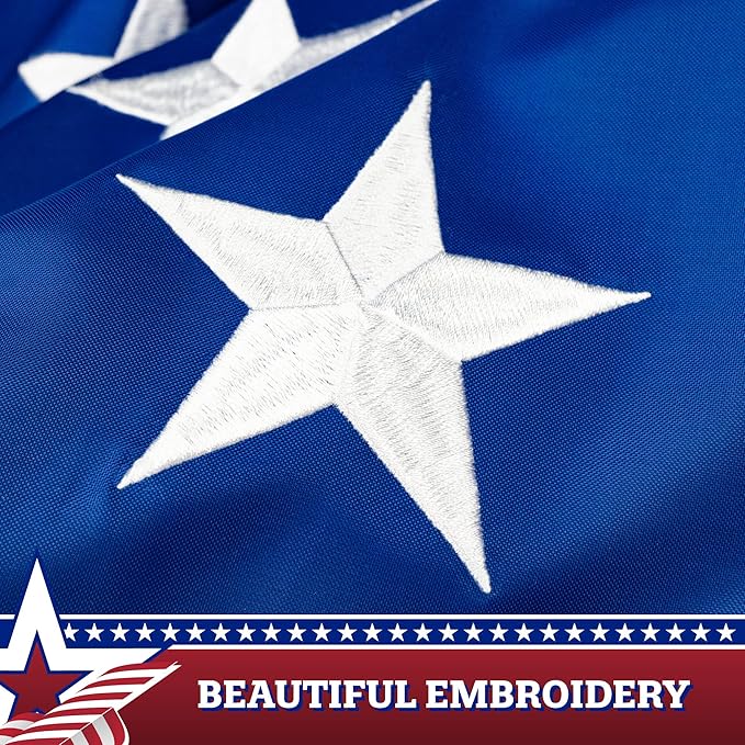 G128 – 5 Pack: USA Pleated Fan Flag 1.5x3 Feet American USA Bunting Decoration Flags EMBROIDERED Patriotic Stars & Sewn Stripes Canvas Header and Brass Grommets