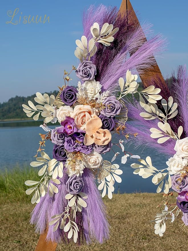 Wedding Arch Flowers, Artificial Flowers for Decoration, Large Flower Swag for Boho Styles Wedding Ceremony Floral Decor - Pack of 2
