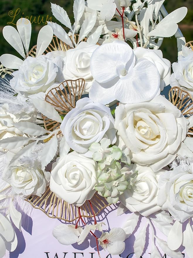 Wedding Arch Flowers, Artificial Flowers for Decoration, Large Flower Swag for Boho Styles Wedding Ceremony Floral Decor - Pack of 2