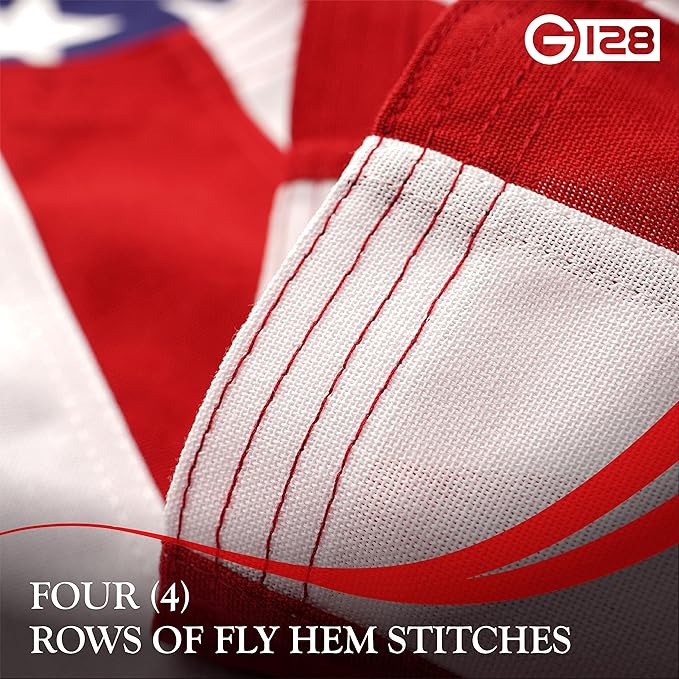 G128 6x10 Ft American Flag Outdoor Deluxe TearProof Series, Featuring Super Tough Spun Polyester, Embroidered Stars, Sewn Stripes | Back to School Decor