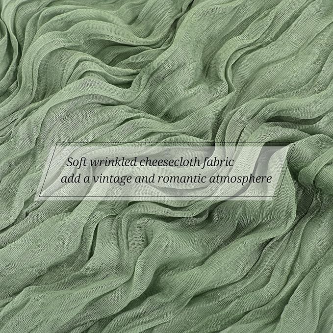 25 Pack Sage Green Cheesecloth Table Runner 17 x 108 Inch Fall Thanksgiving Boho Rustic Farmhouse Gauze Cheese Cloth Runner for Wedding Party Baby Shower Home Decor Holiday Decorations