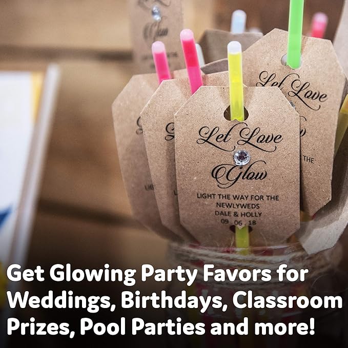 PartySticks Glow Sticks 800 pack - 8 Inch Glow in The Dark Light Up Sticks Party Favors, Glow Party Decorations, Neon Party Glow Necklaces and Glow Bracelets with Connectors