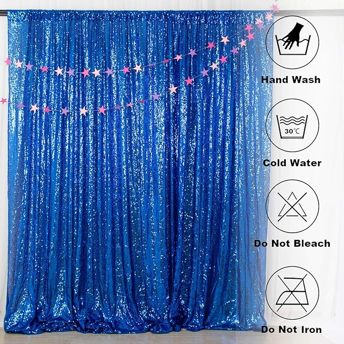 ShiDianYi Sequin Backdrop 8FTx10FT Royal Blue Sequin Wedding Backdrop Photo Backdrop Sequins Backdrops Curtains for Parties Fabric Backdrops Glitter Background for Pictures Shimmer Curtains Payette