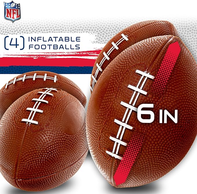 Franklin Sports NFL Mini Football Toss Target Game - NFL Door Jam Football Over The Door Target + (4) Mini Balls Set - 3 Hole Throwing Game for All Ages - Practice Passing + Aim