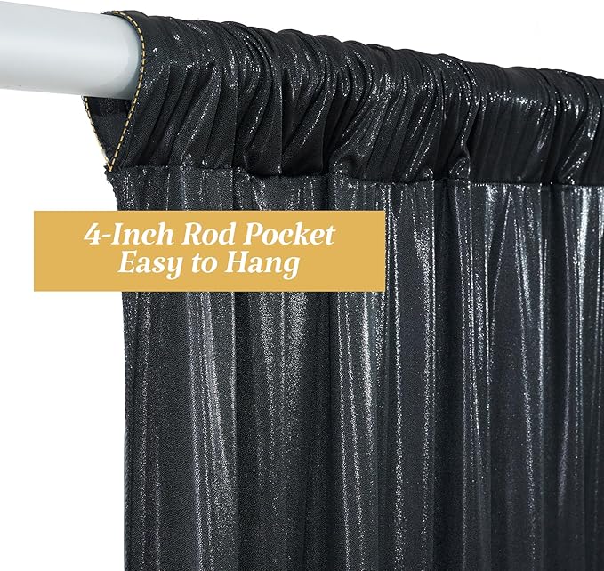 Besutolife 20×10 FT Black Sequin Backdrop Curtains, Wrinkle-Free Heavy Party Backdrop Drapes No-shed Glitter Background for Wedding Birthday Graduation Bridal Baby Shower Christmas Photography Stage