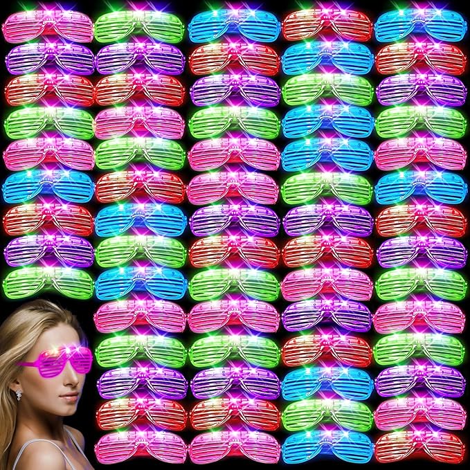 120 PCS Glow In The Dark Party Supplies, Light Up Glasses, Led Glasses, Glow In The Dark Glasses, Glow Party Supplies, Neon Party Glasses for Glow Party, Wedding, Birthday, New Year, Rave, Carnival