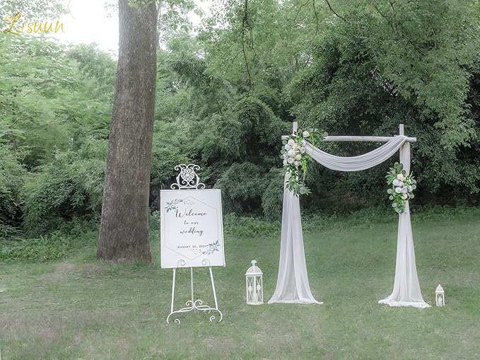 Wedding Arch Flowers, Artificial Flowers for Decoration, 2pcs Flower Swag and 1 pcs Semi-Sheer Chiffon Table Runner Swag for Beautiful Dream Wedding Ceremony Floral Decor - Pack of 3