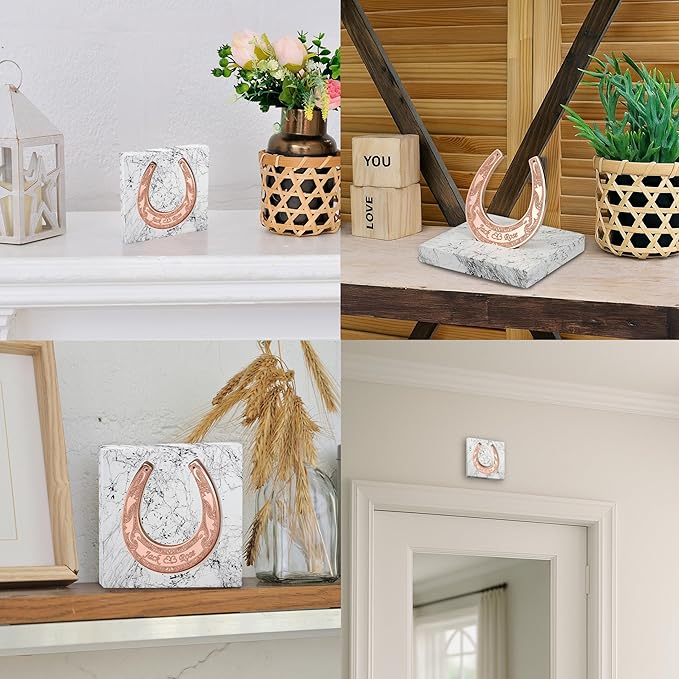 Custom Engraved Copper Horseshoe with Wooden Stand - Personalized Copper Anniversary Decor, Lucky Gift Idea for Couple, Him or Her, Symbol of Strength and Love