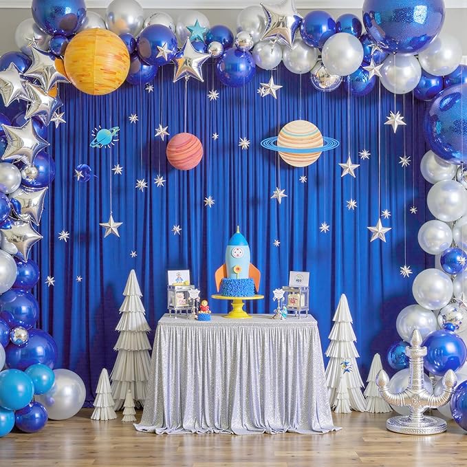10ft x 10ft Wrinkle Free Royal Blue Backdrop Curtains for Party Stage Wedding Ceremony, Polyester Photography Backdrop Drapes Back Drop Cloth for Baby Shower,Rod Pocket Home Sliding Door Decoration