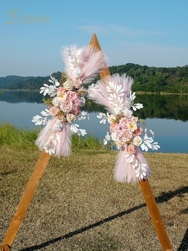 Wedding Arch Flowers, Artificial Flowers for Decoration, Large Flower Swag for Boho Styles Wedding Ceremony Floral Decor - Pack of 2