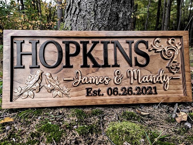 Rustic Wedding Decor | Personalized Wedding Gifts | Custom Wedding Signs | Last Name Sign | Love Bird Wall Art | Bridal Shower Sign | Wood Garden Sign | Wooden Garden Decor | Love Bird Art