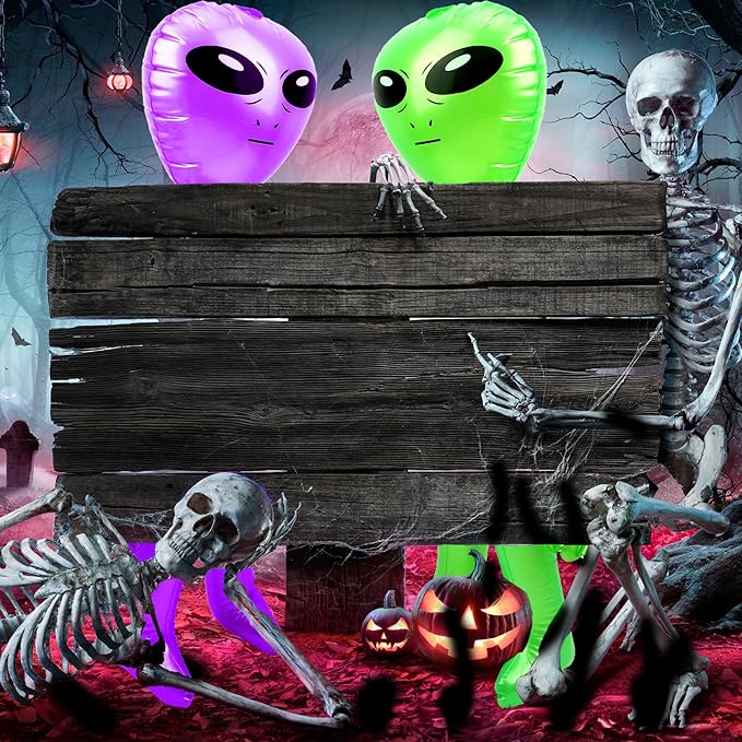 8 Pack 67 Inch Giant Inflatable Alien Halloween Jumbo Alien Inflate Large Blow Up Alien Balloons for Halloween Alien Party (Color Set 1)