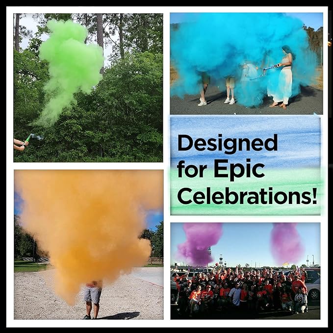Blaise Pyro & Party - Purple Powder Poppers - Water-Soluble & Colorful Powder Cannons for Gender Reveals, Birthdays, Weddings & Celebrations - Easy to Use for Memorable Photos - 16-Inch, 4-Pack